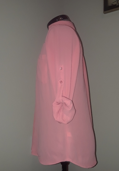 Express Coral sheer button down shirt - Picture 4 of 5